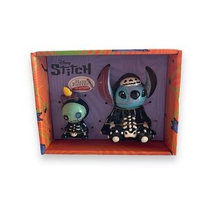 Disney Stitch and Scrump Halloween Skeleton Ceramic Salt and Pepper Shakers